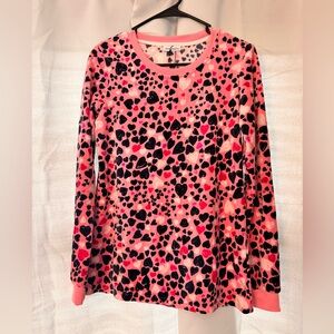 Vera Bradley Pink and Black Heart Pajama Top